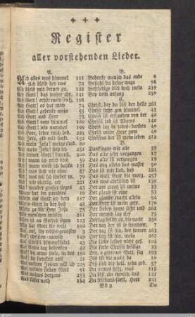 Register aller vorstehenden Lieder.