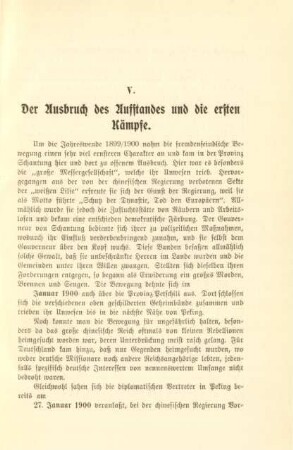 V. Der Ausbruch des Aufstandes und die ersten Kämpfe