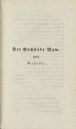 Der Buchstabe Waw. Eilf Gasele.