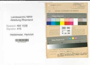 Entnazifizierung Heinrich Heidemeier , geb. 11.11.1895 (Angestellter)