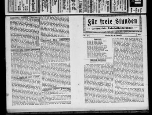 Für freie Stunden. 1921-1923