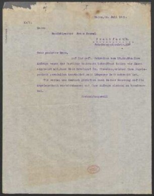 Brief an Franz Kessel : 20.07.1921