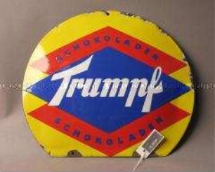 Werbeschild "Trumpf" von einem Schokoladenautomaten