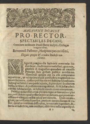 Magnifice Domine Pro-Rector, Spectabiles Decani, Omnium ordinum Professores inclyti, Collegae honoratissimi ....