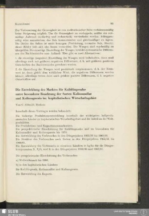 Die Entwicklung des Marktes für Kalidüngesalze unter besonderer Beachtung der Sorten Kaliumsulfat und Kalimagnesia im kapitalistischen Wirtschaftsgebiet