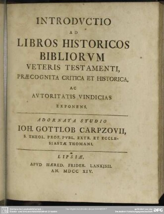 Introductio Ad Libros Historicos Bibliorum Veteris Testamenti