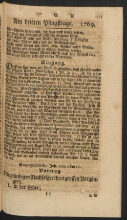 Am dritten Pfingsttage. 1769