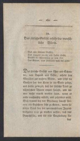 22. Das sittliche Gefühl erhöht die menschliche Würde