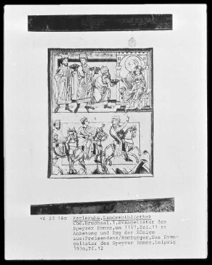 Evangelistar des Speyrer Domes — Anbetung und Zug der Könige, Folio 11recto