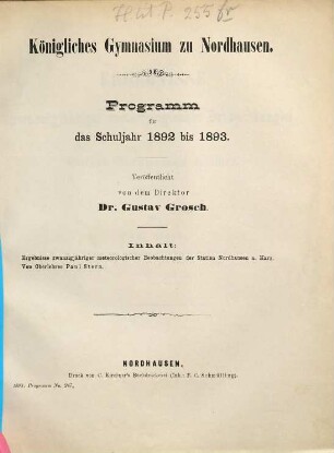 Programm : für das Schuljahr Ostern ... bis Ostern ... 1892/93