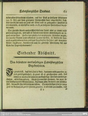 Siebender Abschnitt. Von besonders merkwürdigen Cadolzburgischen Begebenheiten