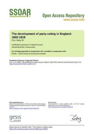 The development of party-voting in England: 1832-1918