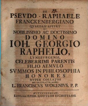 De Pseudo-Raphaele Franckenbergiano