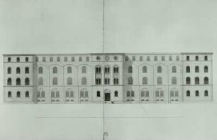 Entwurf für ein Hospital in Bukarest: Aufriß (Hoffront) zum Projekt E