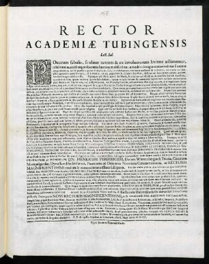 Rector Academiae Tubingensis Lect. Sal. : Poetarum fabulis, si obiter tantum & ex involucrorum levitate aestimentur ...