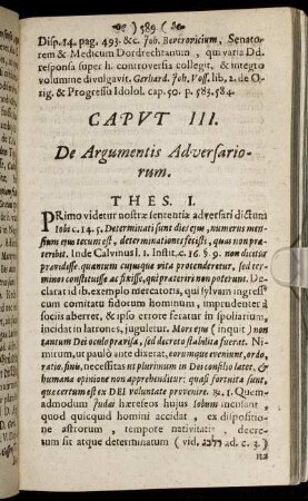 Caput III. De Argumentis Adversariorum.