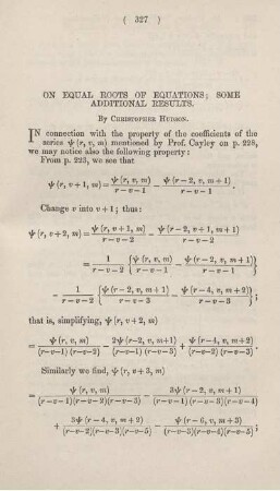 On equal roots of equations; some additional results.