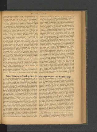 Amerikanisch-Englisches Erziehungswesen in Schantung.