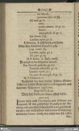 Das XLIV. Cap. Von der Passione Iliaca oder Miserere mei