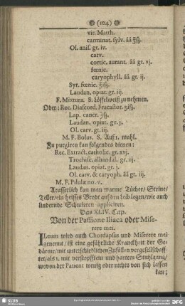 Das XLIV. Cap. Von der Passione Iliaca oder Miserere mei