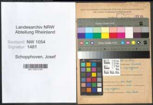 Entnazifizierung Josef Schopphoven , geb. 26.03.1892 (Lehrer)