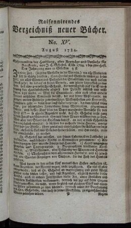 No. XV. August 1784.