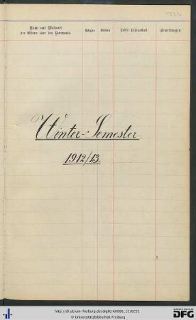 [fol. 226] Wintersemester 1912/13