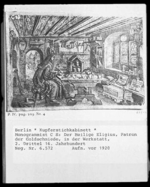 Der heilige Elegius, Patron der Goldschmiede, in der Werkstatt