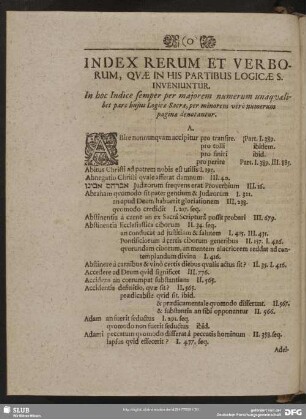 Index Rerum Et Verborum, Quae In His Partibus Logicae S. Inveniuntur