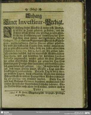 Anhang Einer Investitur-Predigt