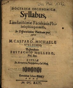 Doctrinae Oeconomicae Syllabus