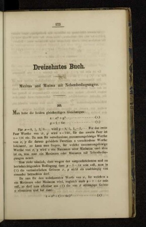 Dreizehntes Buch. Maxima und Minima mit Nebenbedingungen.