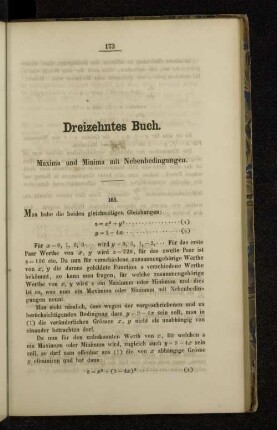Dreizehntes Buch. Maxima und Minima mit Nebenbedingungen.