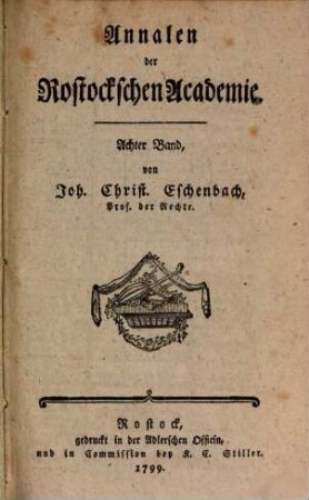 Annalen der Rostockschen Academie. 8. 1799