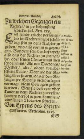 Zu welchen Gezeugen ein Richter/ in ire behausung schicken sol. Arti. xxv.
