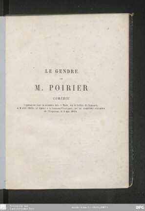Le Gendre de M. Poirier : comédie en quatre actes, en prose