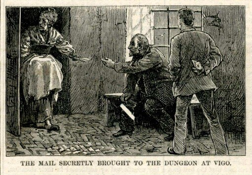 The mail secretly brought to the dungeon at Vigo : Tweed erhält im Gefängnis Post