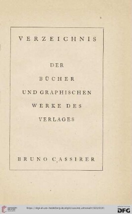 Verzeichnis der Bücher und graphischen Werke des Verlages