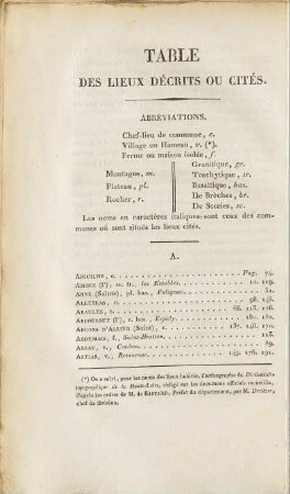 Table Des Lieux Décrits Ou Cités