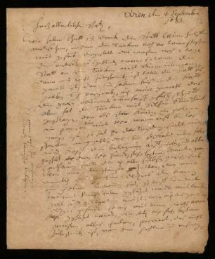 Brief von Johann Dolaeus an Susanne Dolaeus