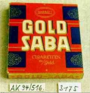 Pappschachtel für 6 Stück Zigaretten "GARBATY GOLD SABA"