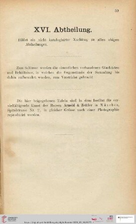 XVI. Abtheilung