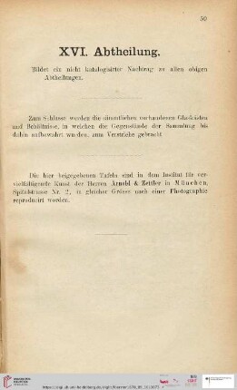 XVI. Abtheilung