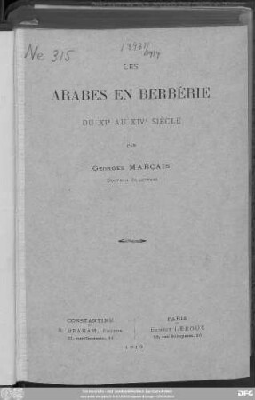 Les Arabes en Berbérie du XIe au XIVe siècle
