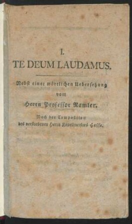 I. Te Deum Laudamus