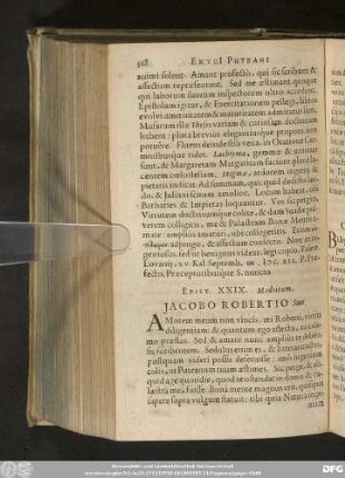 Epist. XXIX. Madritum. Iacobo Robertio Suo.