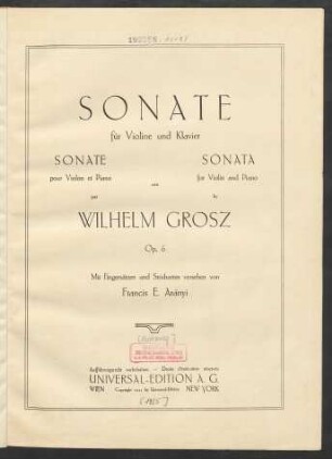 Sonate für Violine und Klavier op. 6
