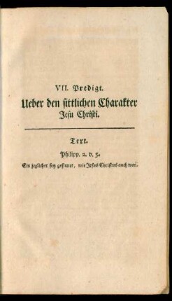 VII. Predigt. Ueber den sittlichen Charakter Jesu Christi