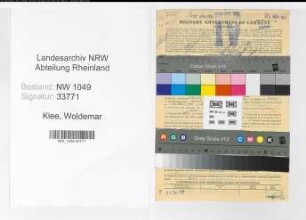 Entnazifizierung Woldemar Klee , geb. 04.08.1907 (Kaufmaennischer Angestellter)