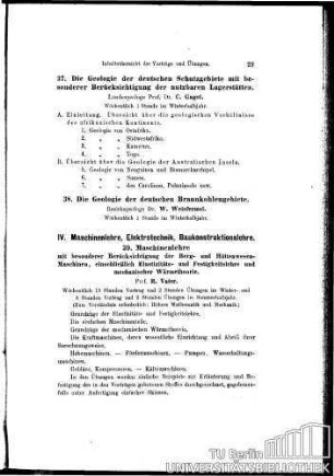 37. Die Geologie der deutschen Schutzgebiete mit besonderer Berücksichtigung der nutzbaren Lagerstätten